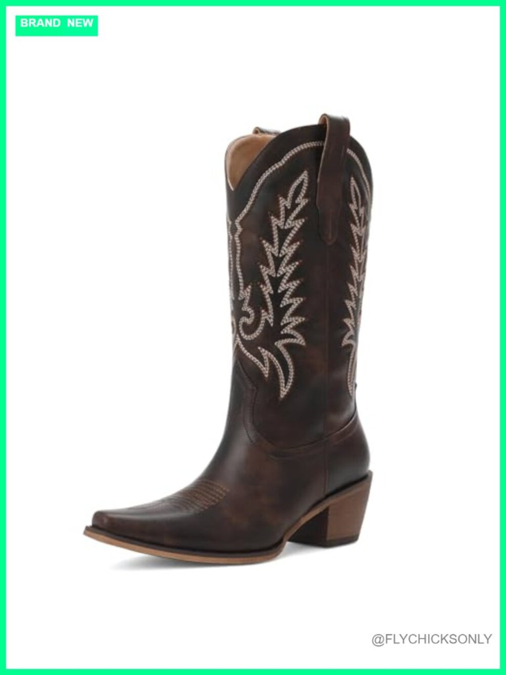 Mid Calf Cowboy Boots Snip Toe Embroidered Pull On Western Boots